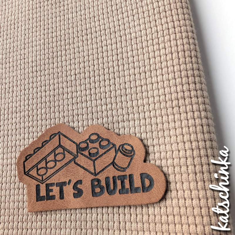Kunstleder Label aufbügelbar / Aufnäher - Lets build Bausteinchen