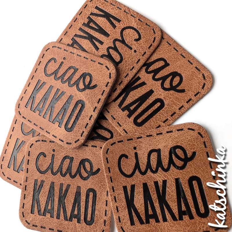 Kunstleder Label aufbügelbar / Aufnäher - Ciao Kakao
