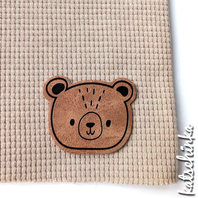 Kunstleder Label aufbügelbar / Aufnäher - kleiner Bär