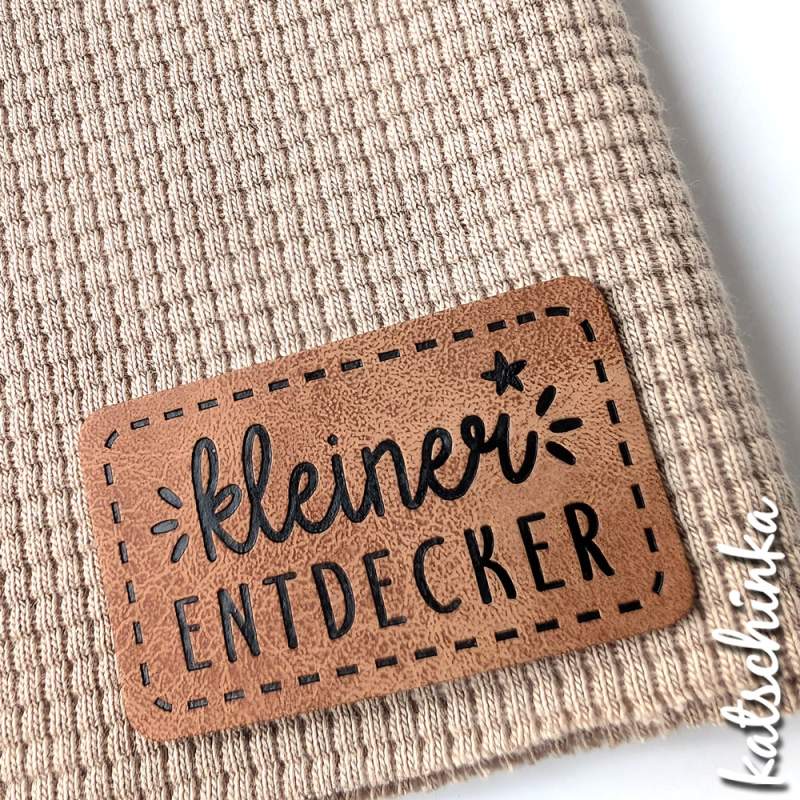 Kunstleder Label aufbügelbar / Aufnäher - kleiner Entdecker