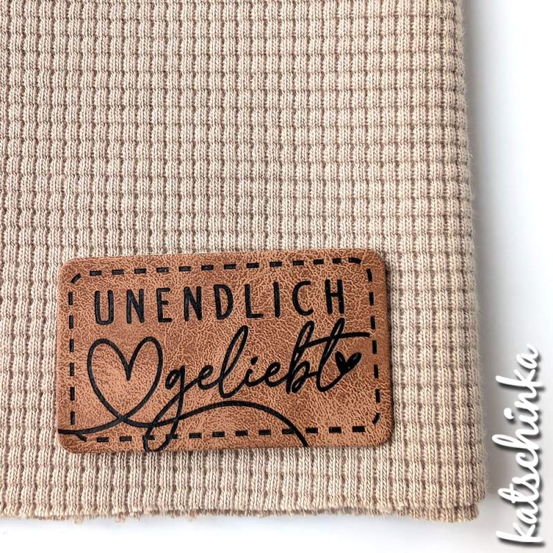 Kunstleder Label aufbügelbar / Aufnäher - unendlich geliebt