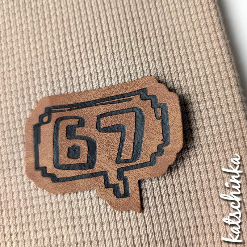 Kunstleder Label aufbügelbar / Aufnäher - 67 sixSeven