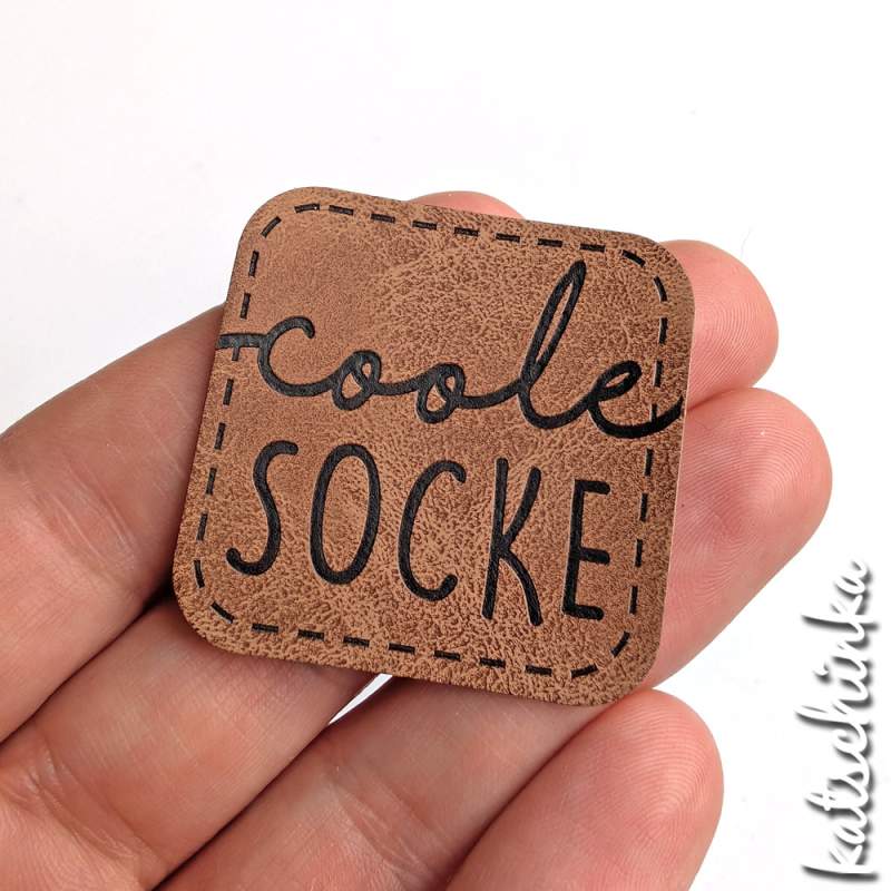 Kunstleder Label aufbügelbar / Aufnäher - Coole Socke
