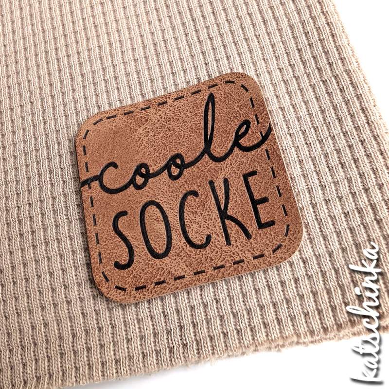 Kunstleder Label aufbügelbar / Aufnäher - Coole Socke