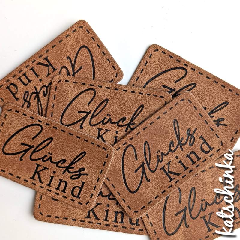 Kunstleder Label aufbügelbar / Aufnäher - Glückskind