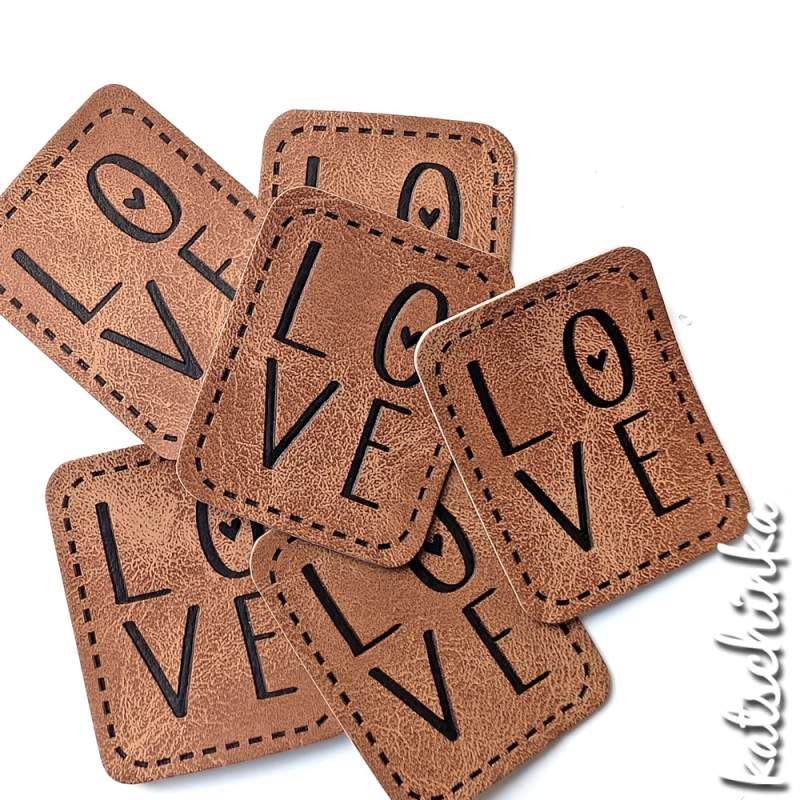 Kunstleder Label aufbügelbar / Aufnäher - LOVE