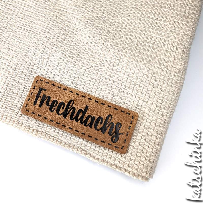 Kunstleder Label aufbügelbar / Aufnäher - Frechdachs