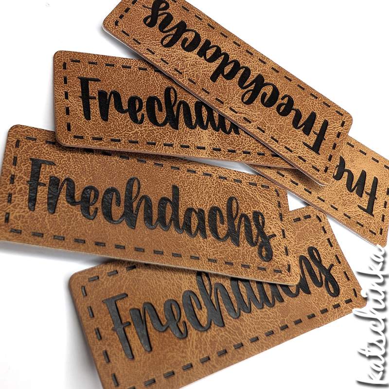 Kunstleder Label aufbügelbar / Aufnäher - Frechdachs