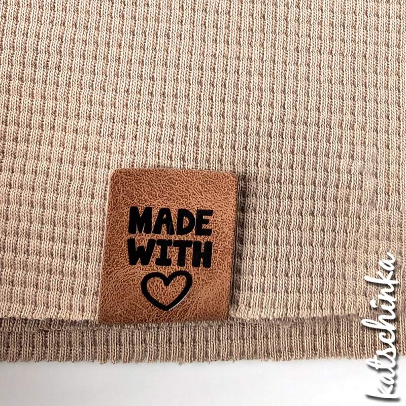 2 in 1 Knick-Falt Kunstleder Label - Handmade + Made with Love