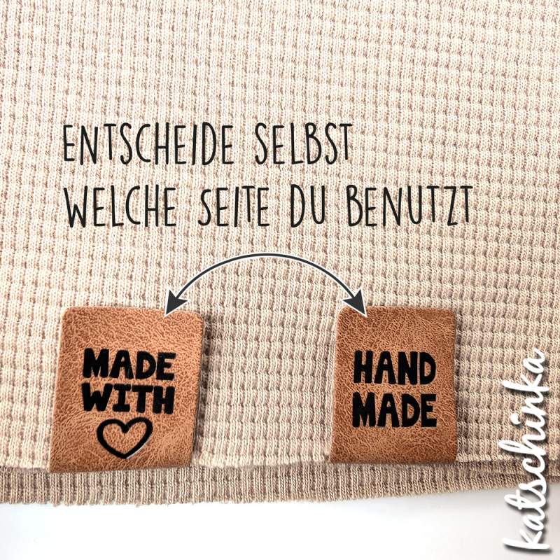 2 in 1 Knick-Falt Kunstleder Label - Handmade + Made with Love
