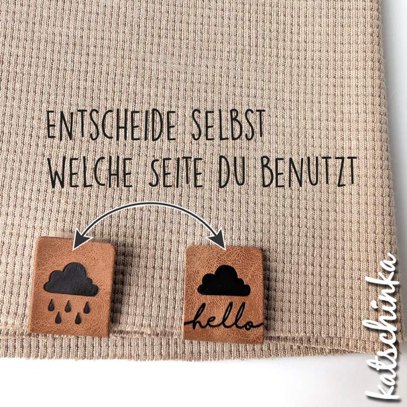 2 in 1 Knick-Falt Kunstleder Label - Hello Wolke + Wolke