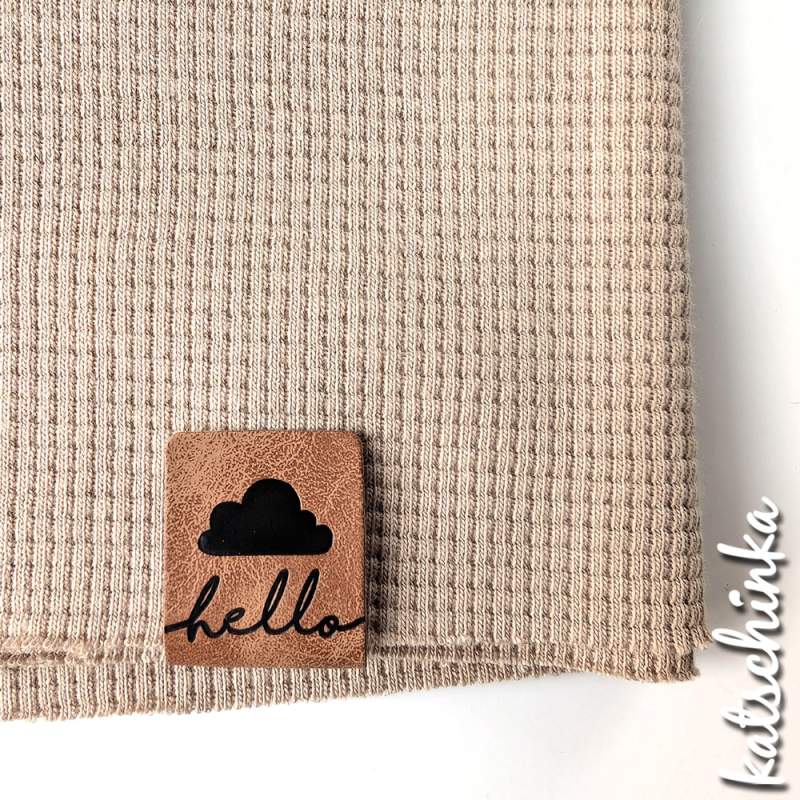 2 in 1 Knick-Falt Kunstleder Label - Hello Wolke + Wolke