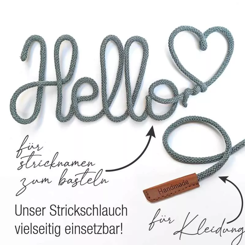 Strickschlauch Stonegrey Kordel Häkelschlauch 5mm für Schriftzug oder Hoodie