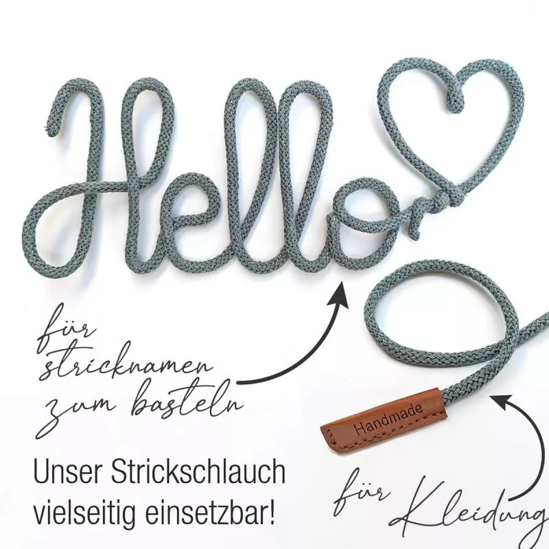 Strickschlauch Light Grey Kordel Häkelschlauch 5mm für Schriftzug oder Hoodie