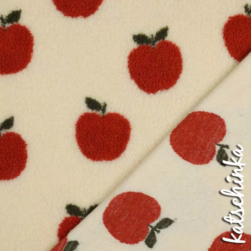 Teddyplüsch Apfel 05676.001 | Teddystoff | Teddy Plüschstoff