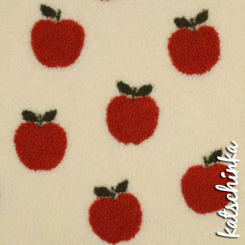 Teddyplüsch Apfel 05676.001 | Teddystoff | Teddy Plüschstoff