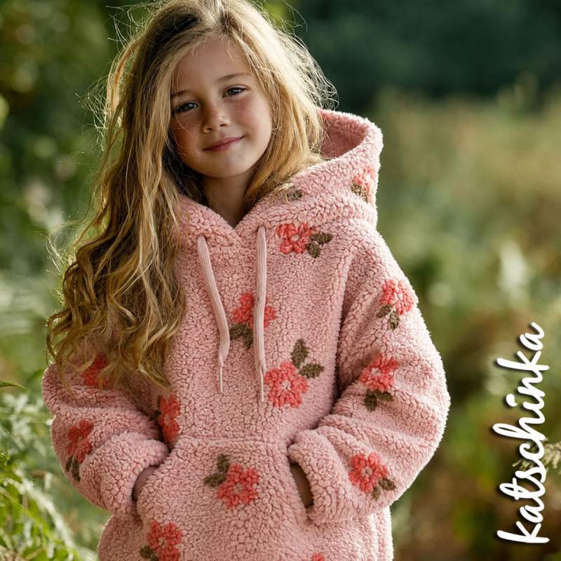 Teddyplüsch Blumen hellrosa 08034.004 | Teddystoff | Teddy Plüschstoff