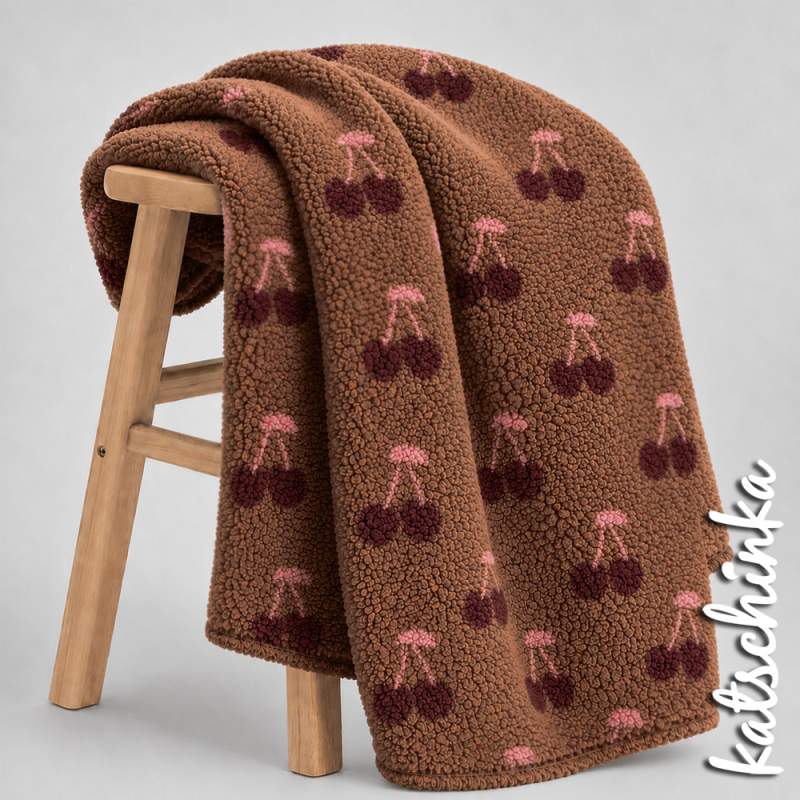 Teddyplüsch Kirschen braun 01953.008 | Teddystoff | Teddy Plüschstoff