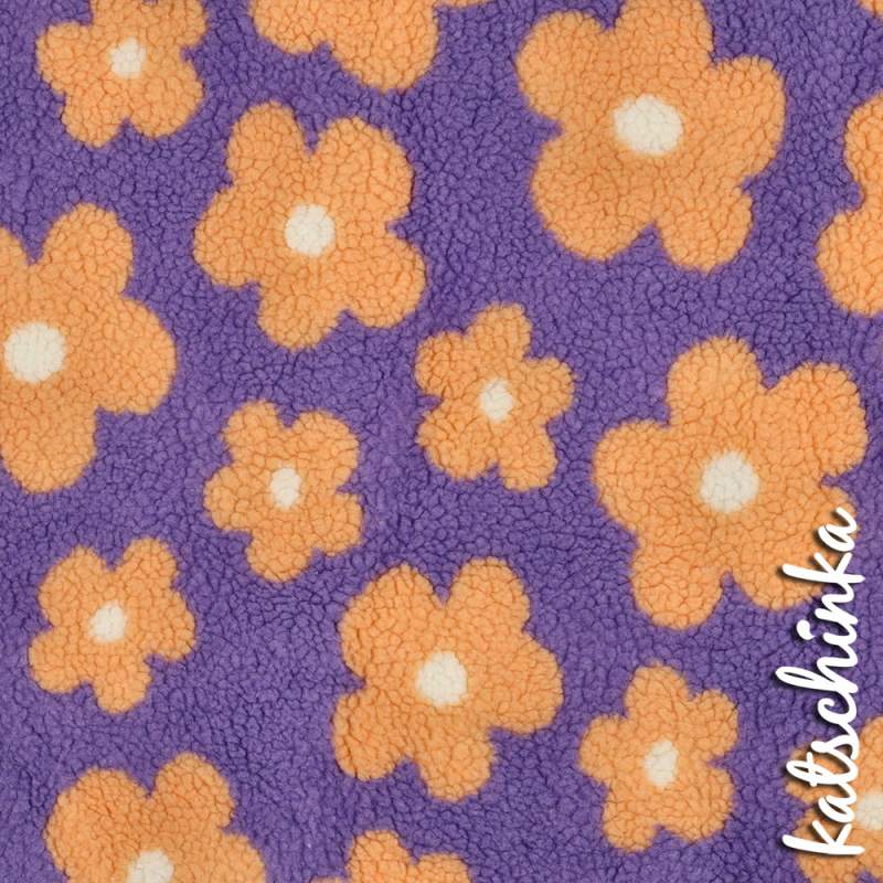 Teddyplüsch Blumen flieder 03716.005 | Teddystoff | Teddy Plüschstoff