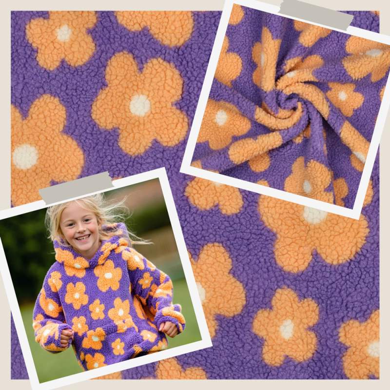 Teddyplüsch Blumen flieder 03716.005 | Teddystoff | Teddy Plüschstoff