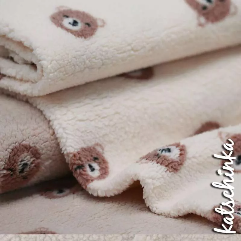 Bären Teddyplüsch | Teddystoff | Teddy Plüschstoff - hellbeige 2632