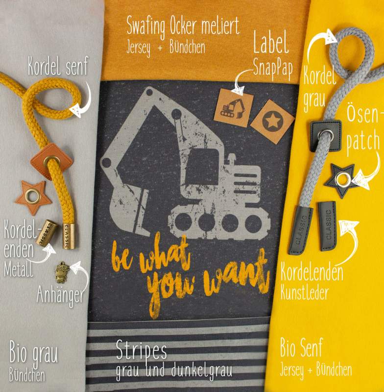 Bio Jersey Be what you want - Panel Bagger vintage grau
