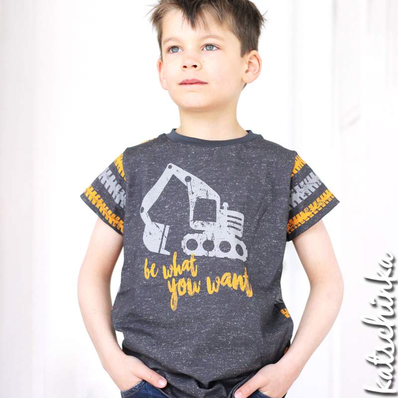 Bio Jersey Be what you want - Panel Bagger vintage grau