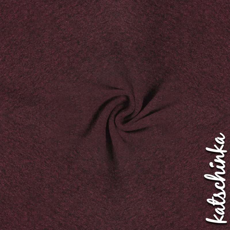 Aubergine melierter Bündchenstoff als Meterware, glatt und elastisch, ideal für Baby- und Kinderkleidung