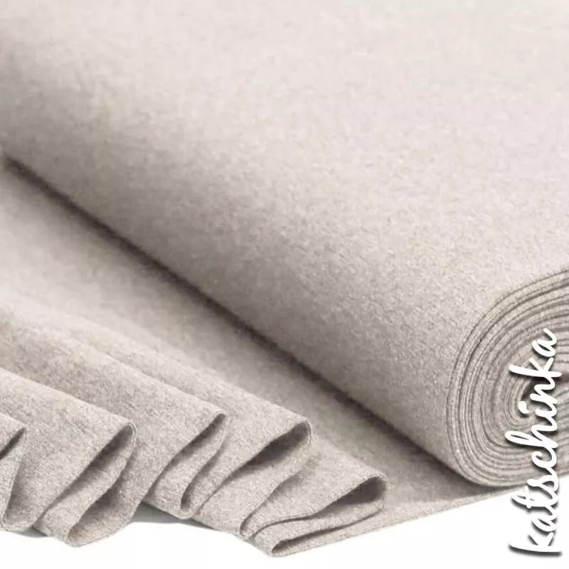 Hellbeige melierter Bündchenstoff als Meterware, glatt und elastisch, ideal für Baby- und Kinderkleidung