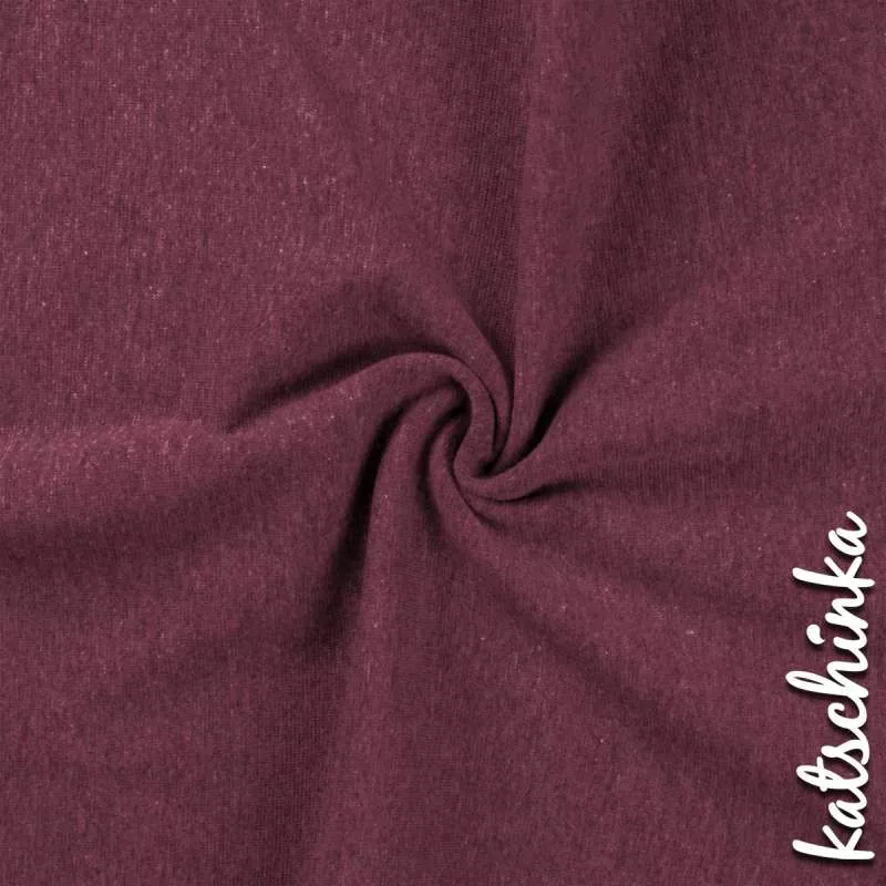 Bordeaux melierter Bündchenstoff als Meterware, glatt und elastisch, ideal für Baby- und Kinderkleidung