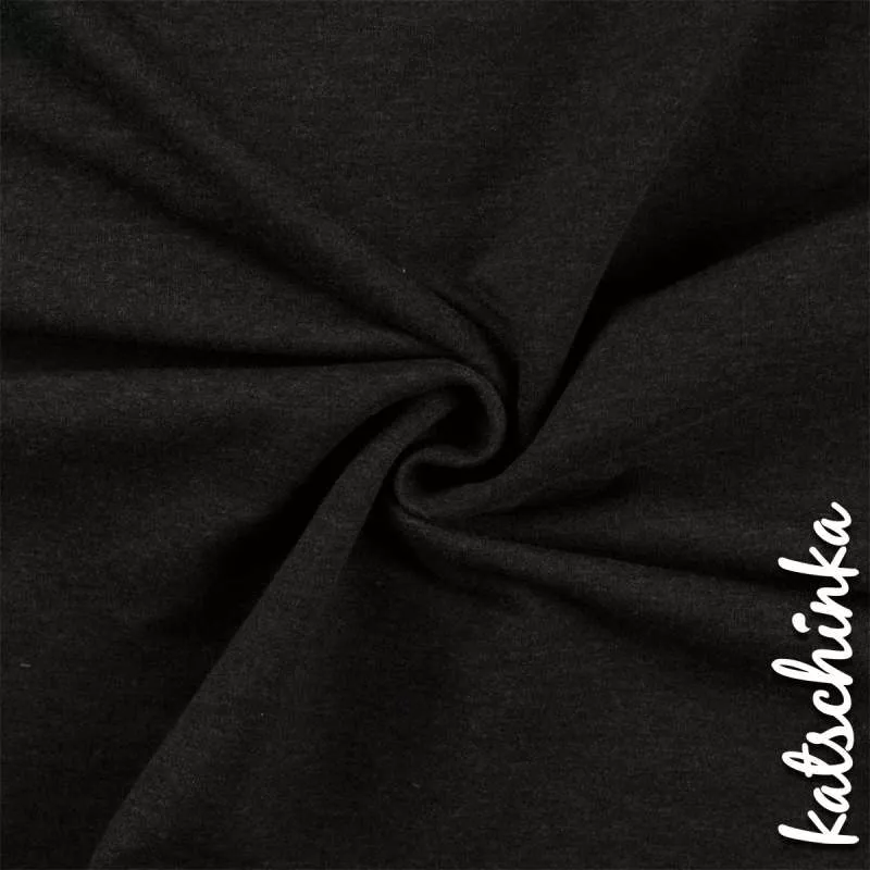 Dunkelgrau melierter Bündchenstoff als Meterware, glatt und elastisch, ideal für Baby- und Kinderkleidung