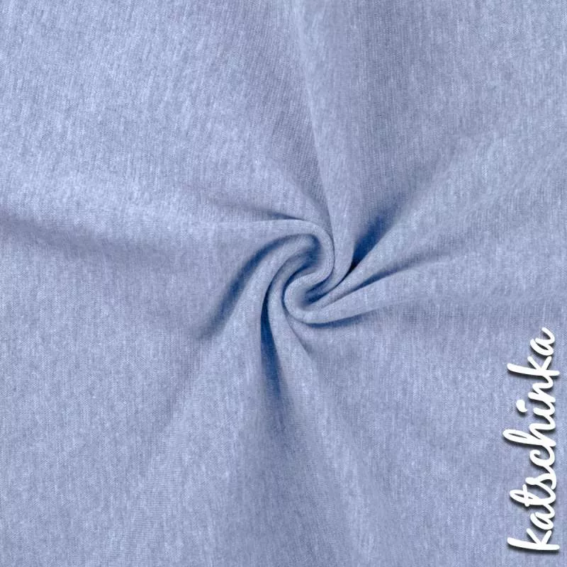 Hellblau melierter Bündchenstoff als Meterware, glatt und elastisch, ideal für Baby- und Kinderkleidung