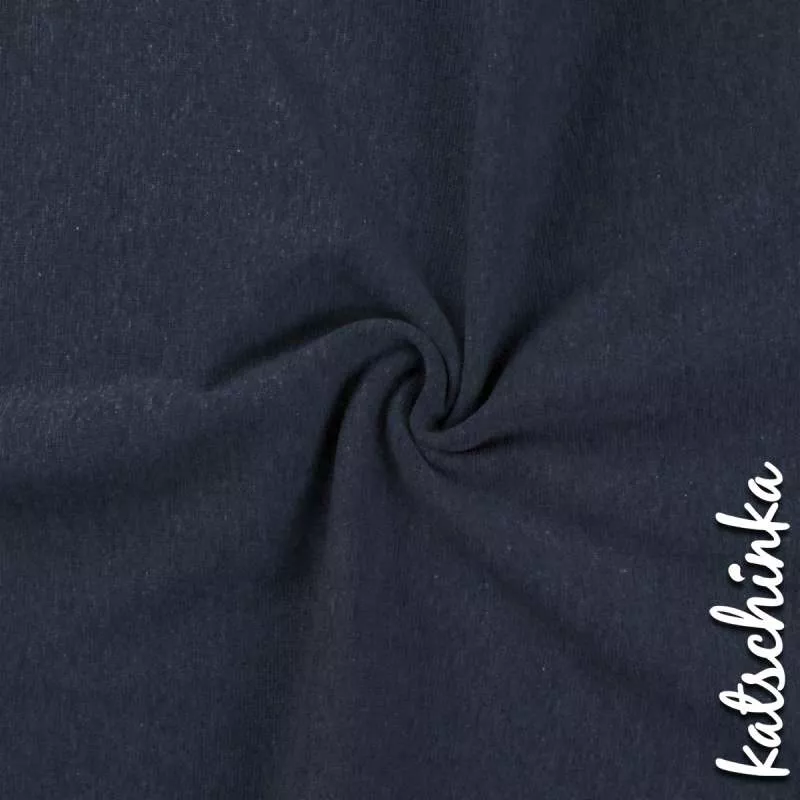 Jeansblau melierter Bündchenstoff als Meterware, glatt und elastisch, ideal für Baby- und Kinderkleidung