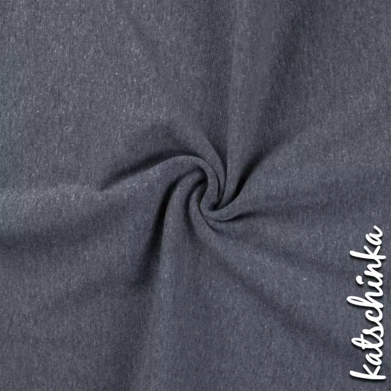 Navy melierter Bündchenstoff als Meterware, glatt und elastisch, ideal für Baby- und Kinderkleidung