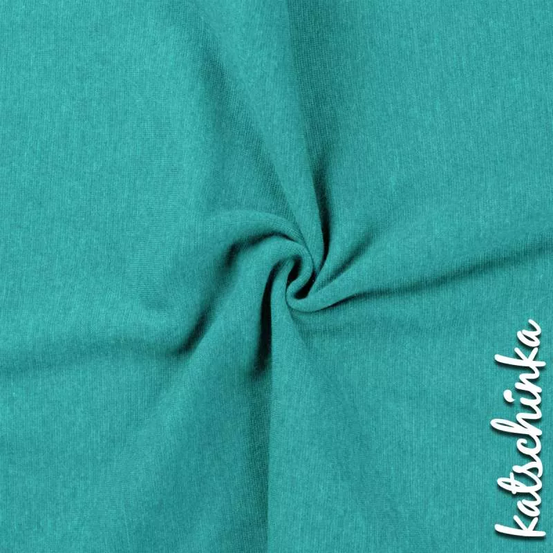 Petrol melierter Bündchenstoff als Meterware, glatt und elastisch, ideal für Baby- und Kinderkleidung