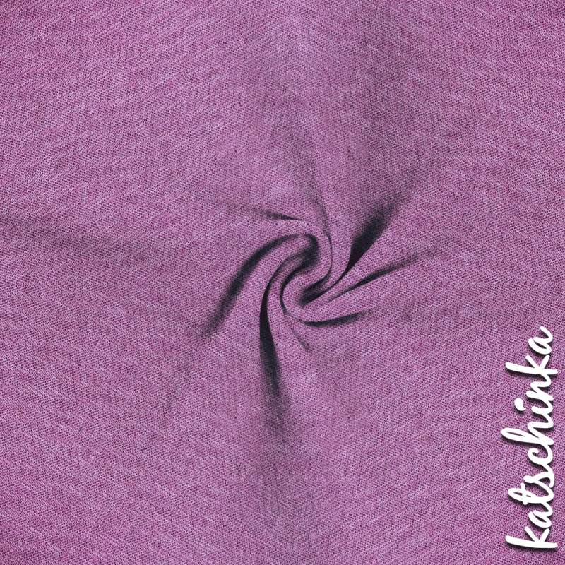 Violett melierter Bündchenstoff als Meterware, glatt und elastisch, ideal für Baby- und Kinderkleidung