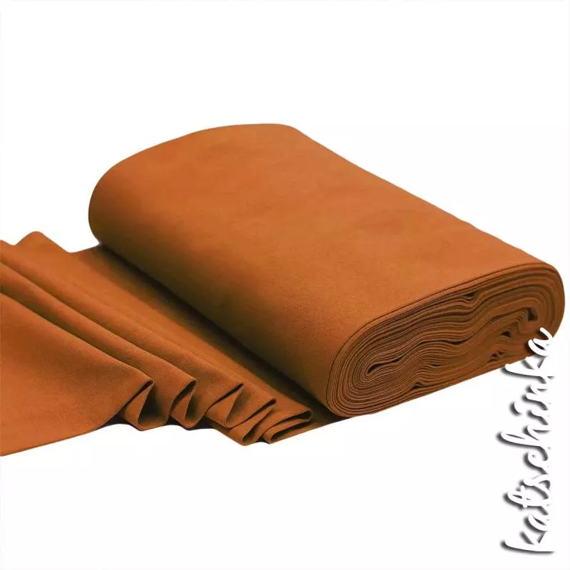 Elastischer Bündchenstoff cognac mit glatter Struktur