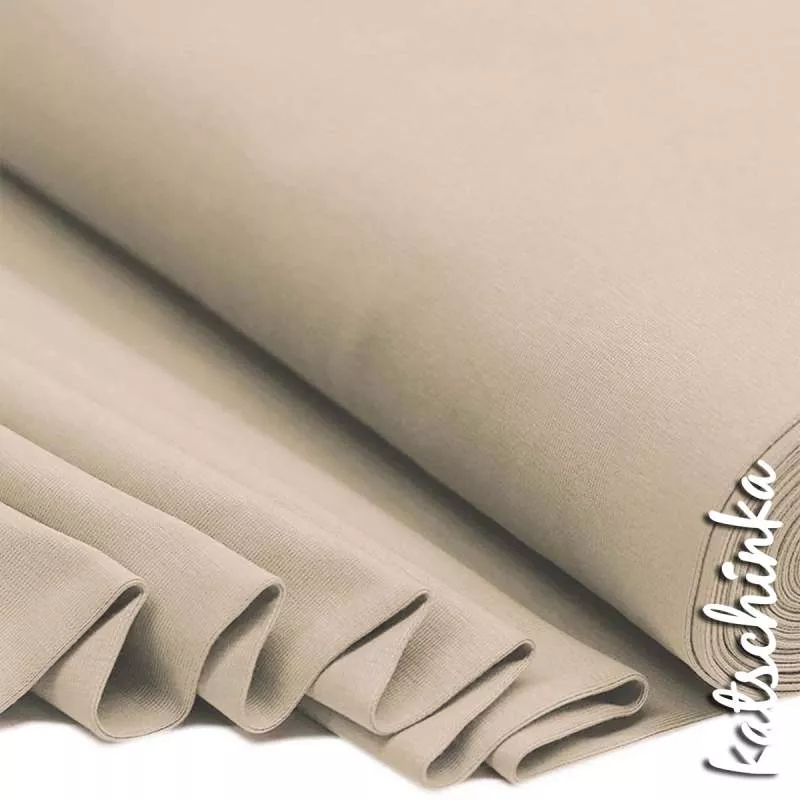 Elastischer Bündchenstoff dunkelbeige mit glatter Struktur