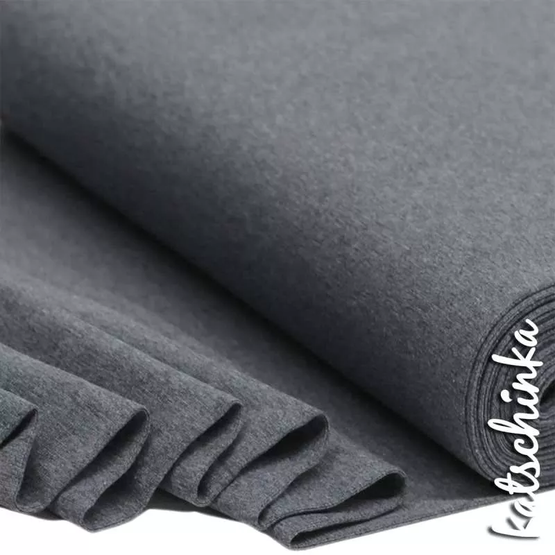 Bündchenstoff dunkelgrau meliert als elastische Schlauchware Meterware