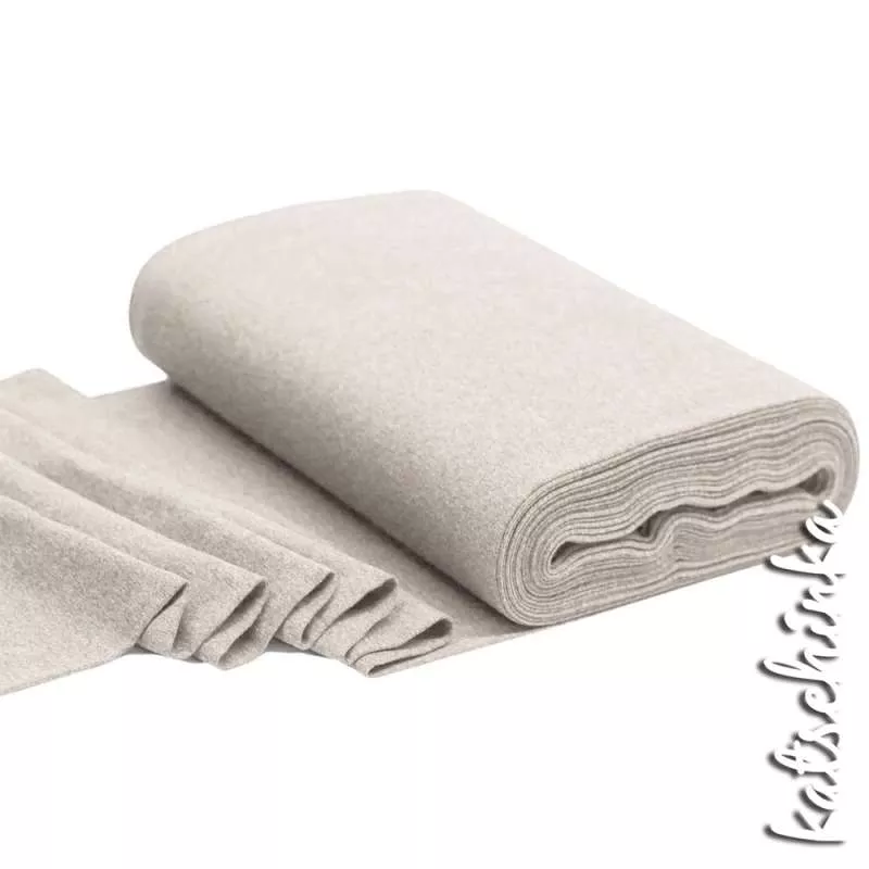 Elastischer Bündchenstoff hellbeige meliert mit glatter Struktur