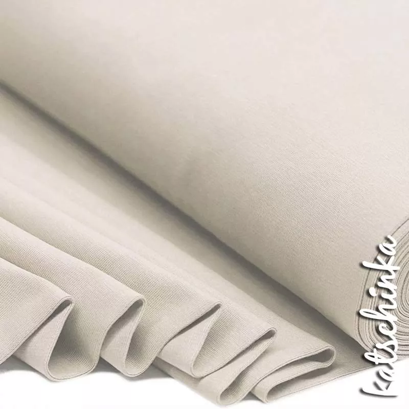 Bündchenstoff hellbeige als elastische Schlauchware Meterware