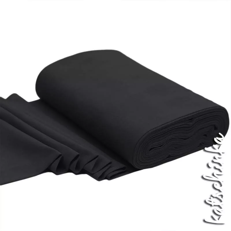 Elastischer Bündchenstoff schwarz mit glatter Struktur