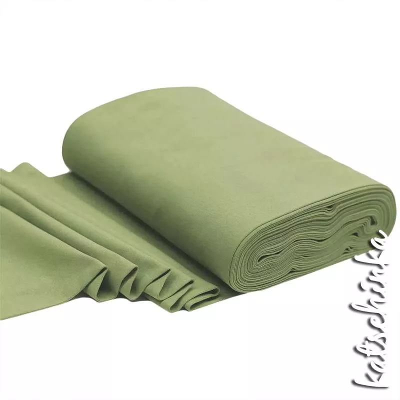 Elastischer Bündchenstoff zartes olive mit glatter Struktur