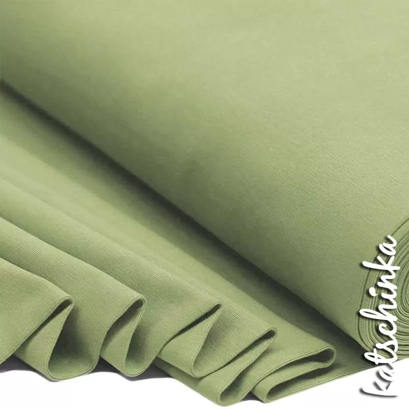 Bündchenstoff zartes olive als elastische Schlauchware Meterware