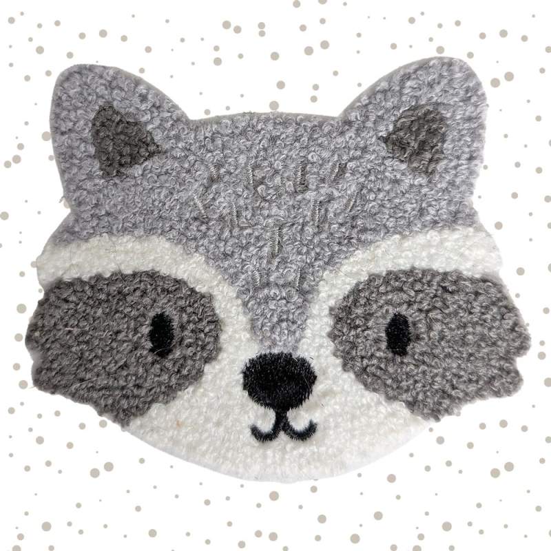 Größenvergleich Chenille Patch Wachbär ca. 13,5 × 10,5 cm