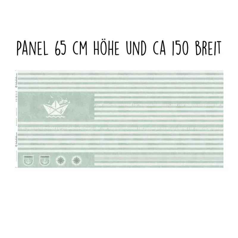 Bio Jersey Stoff AhoiSailor Vintage smokymint Panel – Kinderjersey Meterware
