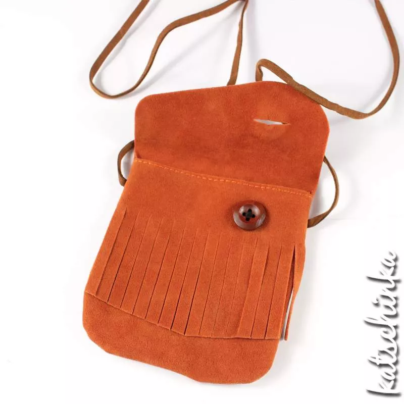 Ethno Täschchen rost Wildleder Optik