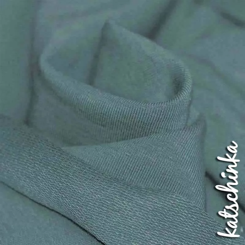 Sommersweat Stoff altgrün als Meterware – elastischer French Terry Sweatstoff