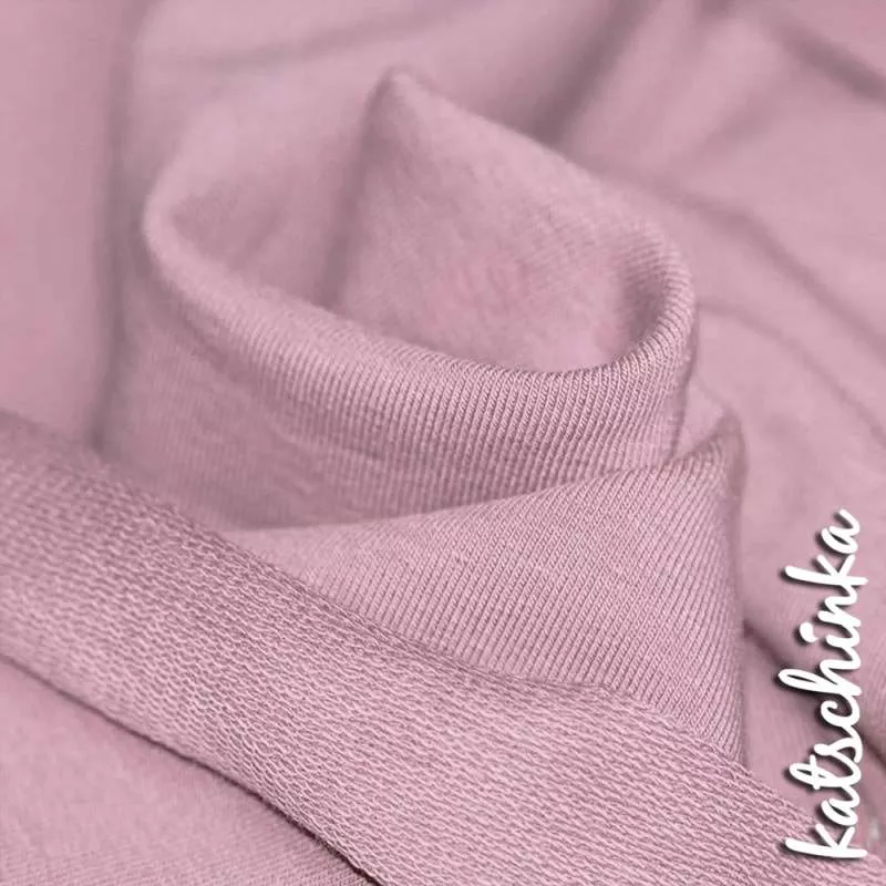 Sommersweat Stoff dunkelmauve nude als Meterware – elastischer French Terry Sweatstoff
