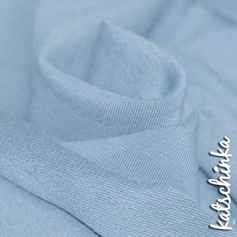 Sommersweat Stoff baby hellblau als Meterware – elastischer French Terry Sweatstoff